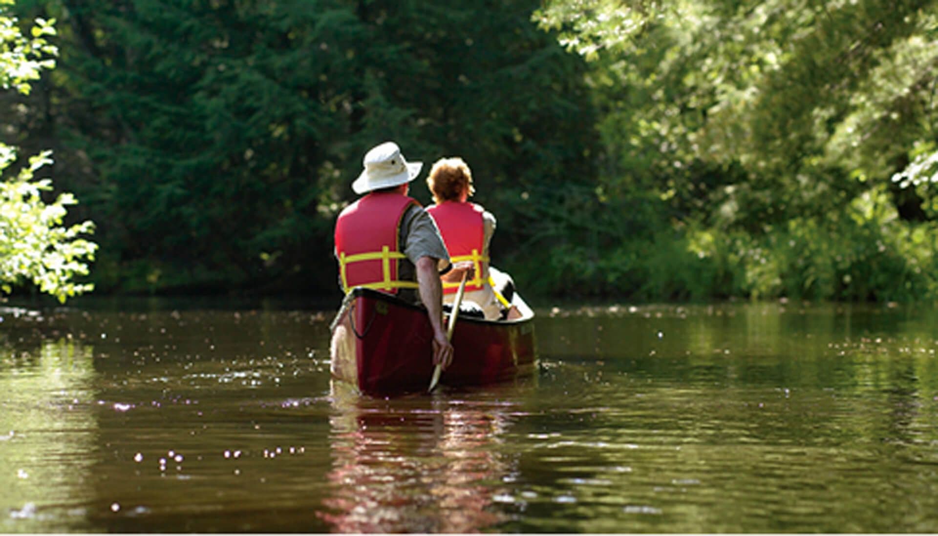 couple in canoe on water